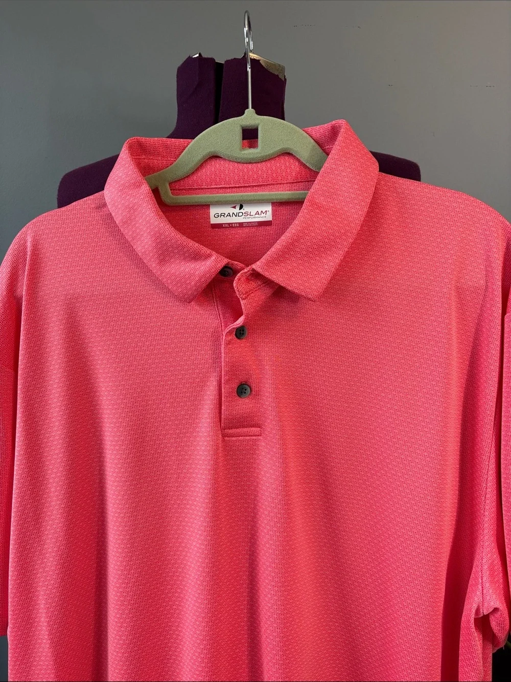 Grand Slam Men's Coral Peachy Pink Performance Polo - Picture 6 of 7